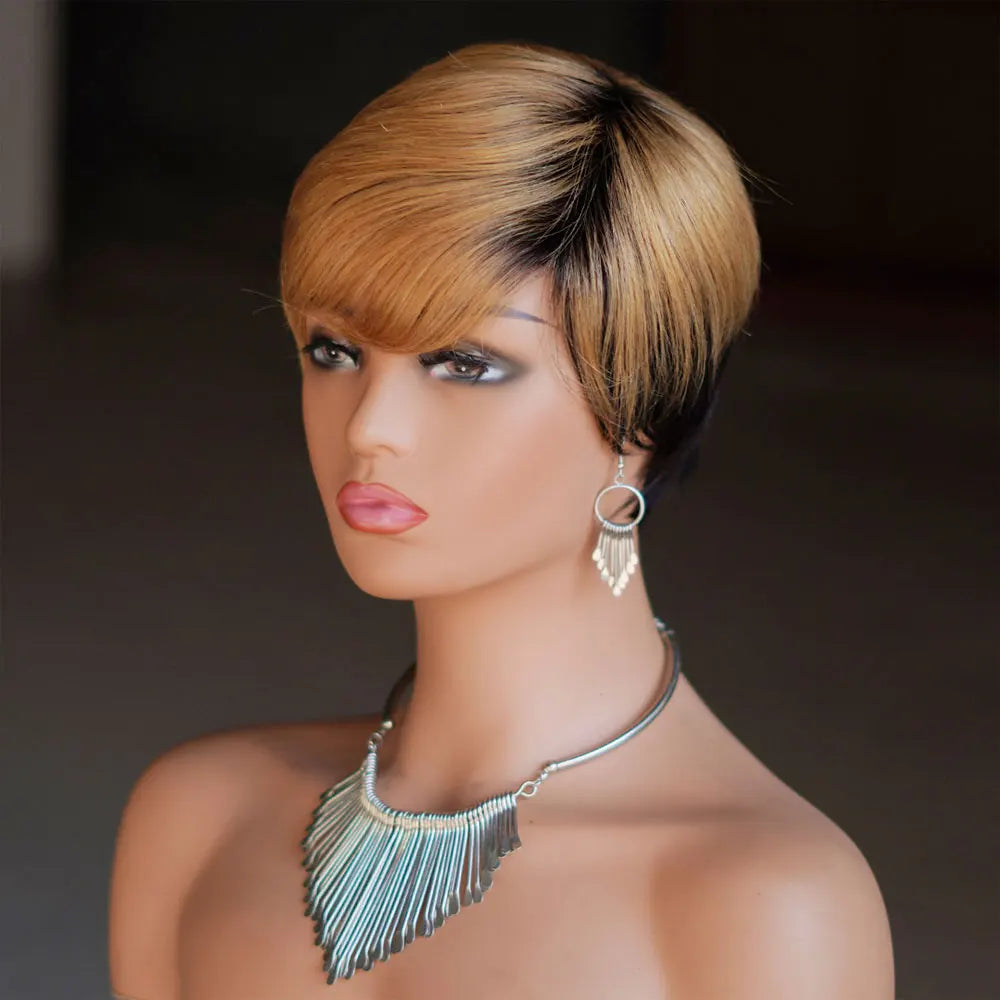 INS FACIN Short Bob Wigs None Lace Front Brazilian Remy Human Hair Wigs with Bangs Kinky Curly Wigs for Women 180% Density