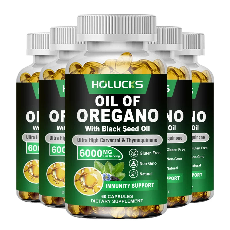 Pure Oil of Oregano Supplement, for Sinus Relief, Allergies & Healthy Immune Response, Respiratory & Gut Health, GMP Certified