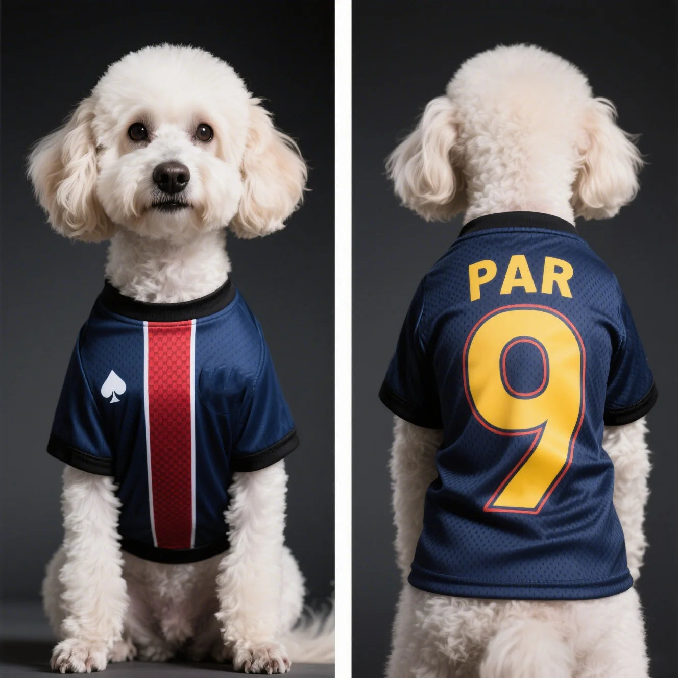 Pet Dog Clothing  Dog Short-Sleeved T-Shirt Comfortable And Cool For Summer Wear  Paris Saint-Germain Style Football Jersey