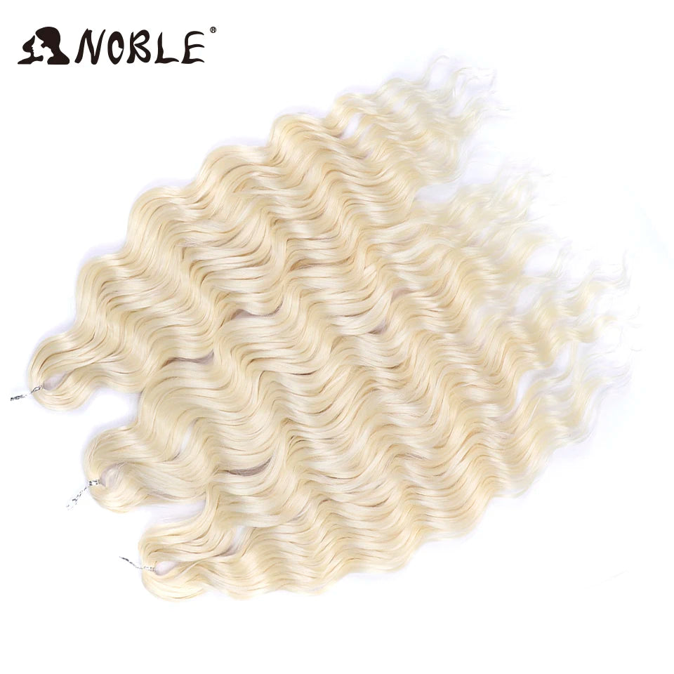 Noble 24 Inch Synthetic Hair Water Wave Braiding Hair Extensions Ombre Rainbow color Deep Wave Curl Twist Crochet Hair Extension