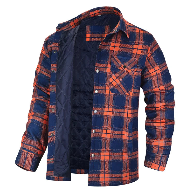 Winter Plaid Shirts For Mens Thick Green Checked Shirt Jacket Casual Long Sleeve Quilted Jackets Big And Tall EUR/US Size S-5XL