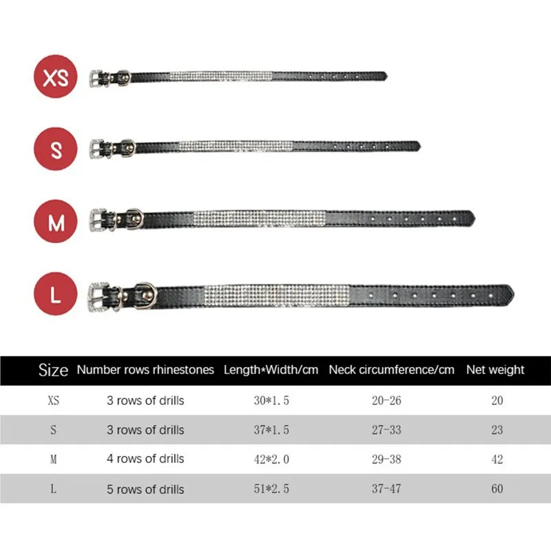 Dog Collar Diamond Rhinestone Buckle Crystals Sparkling Collar Multi-Drain Rhinestone Decoration Strong Non-Falling Pet Supplies