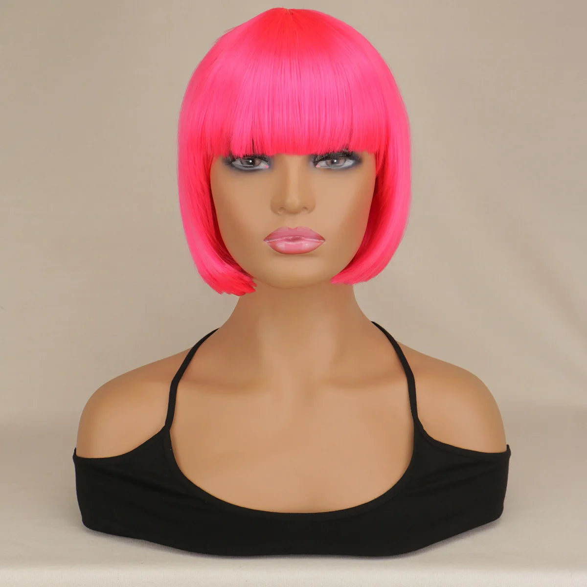 Short Bob Wig With Bangs Synthetic Wigs For Women Black Blonde Pink Lolita Cosplay Party Natural Hair Perruque Bob