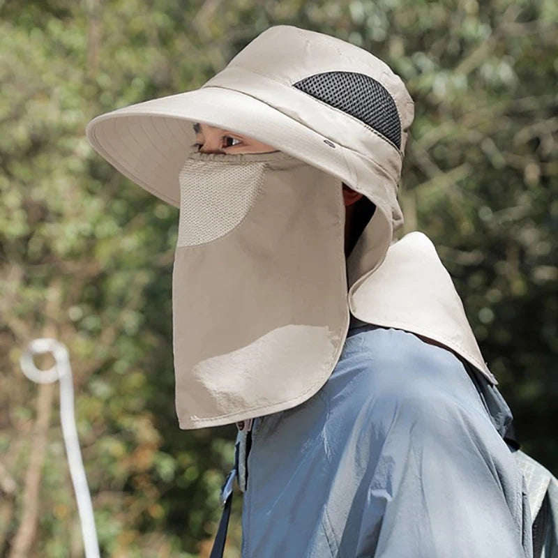 Outdoor Hunting Fishing Cap For Men Women Hiking Camping Visor Bucket Hat Neck Flap Fisherman Hat Summer Sun Hats UV Protection