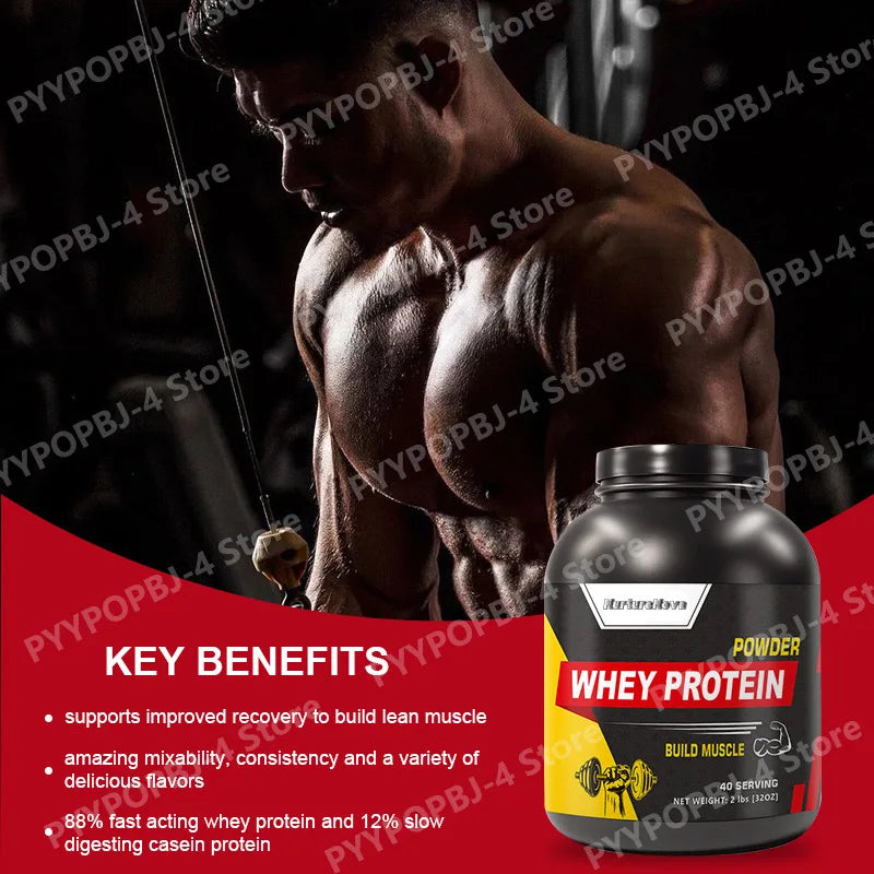 Whey Protein Powder 2lbs - 88% Fast-Acting Whey + 12% Casein for Muscle Growth & Recovery, 40 Servings, Build Lean Muscle