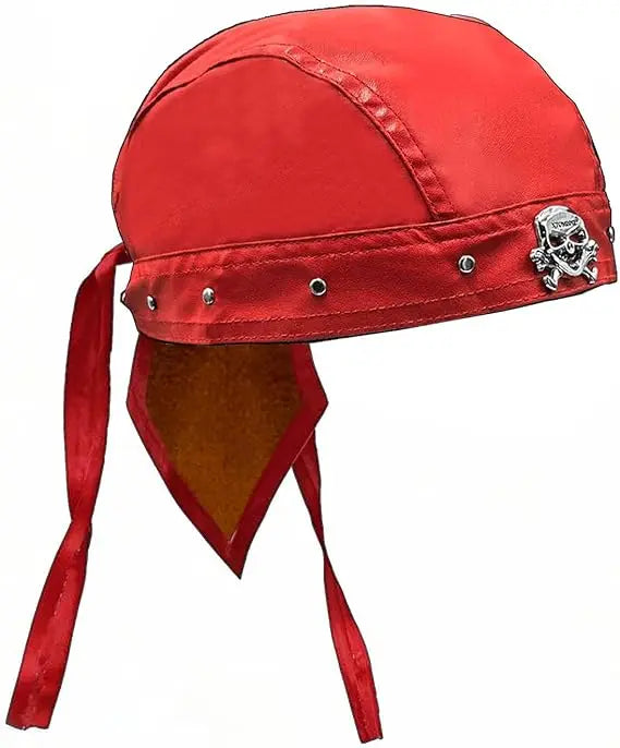 Black Leather Skull Bandana Motorcycle Helmet – Edgy Halloween Gift for Urban Biker Cosplay