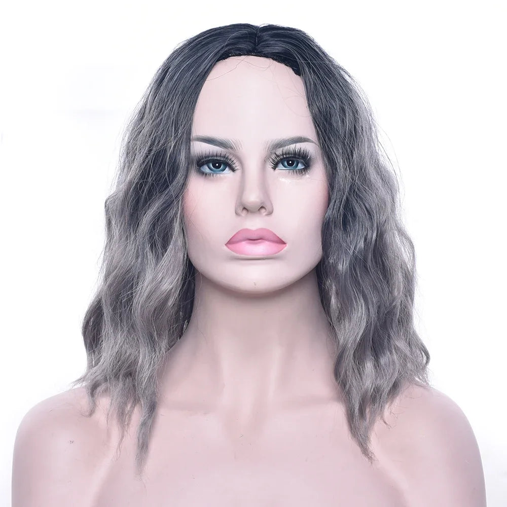 Synthetic Wig Short Kinky Curly Hair Pink Gray Blonde Ombre Hair for Women Party Cosplay Wigs Pelucas