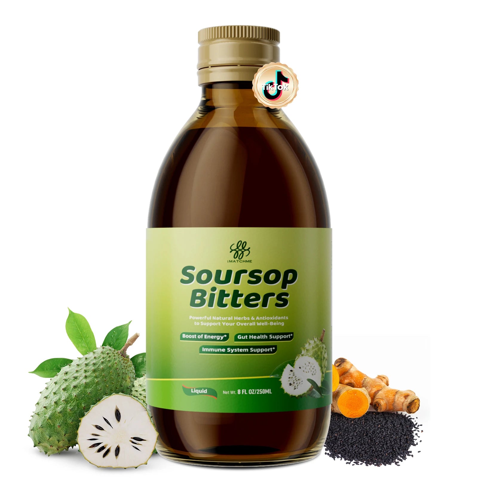Soursop Bitters Liquid 500ML, Natural Herbal Antioxidant Supplement, Boost Energy, Support Gut Health & Immune System, for Daily