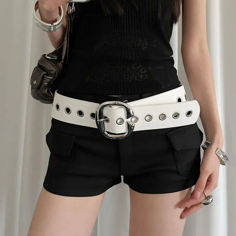 Punk Style Design Sense Wide Belt Female Y2k Personality Advanced Sense With Skirt Jeans Belt PU Leather Belt Accessories