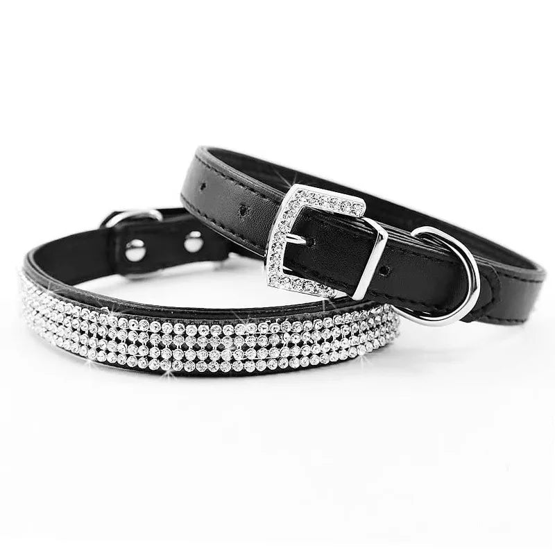 Dog Collar Diamond Rhinestone Buckle Crystals Sparkling Collar Multi-Drain Rhinestone Decoration Strong Non-Falling Pet Supplies