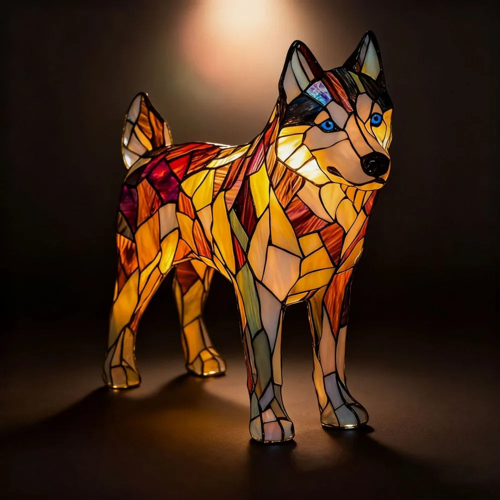 LED Night Light Glowing Dog Series Artistic Animal Statues French Bulldog Labrador Retriever Golden Retriever Resin Ornaments