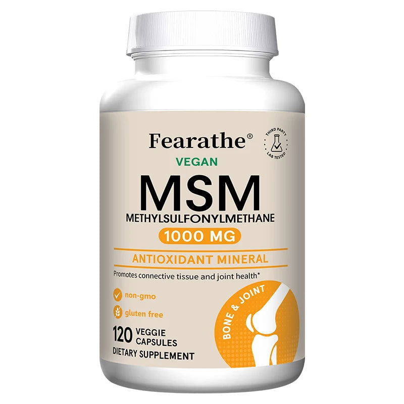 MSM 1000 Mg - 120 Veggie Capsules - Methylsulfonylmethane - Dietary Supplement Antioxidant, Supports & Strengthens Joints