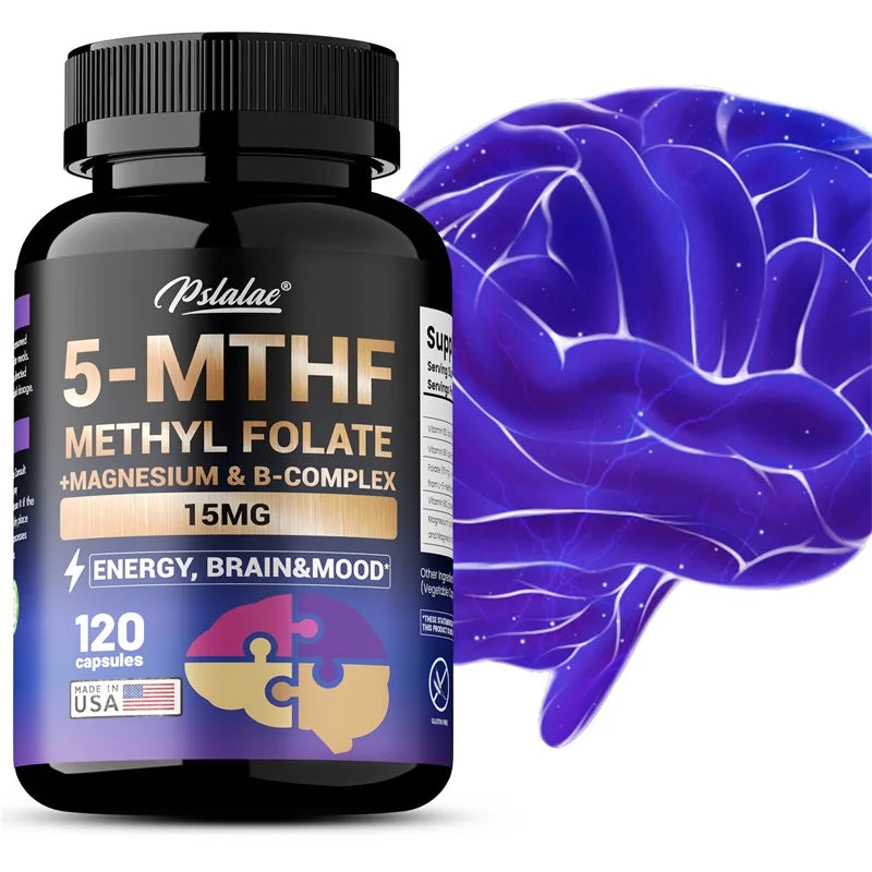 5-MTHF Methylfolate Supplement - for Brain, Heart Health, Enhances Memory, Focus and Clarity, Boosts Cognitive Function