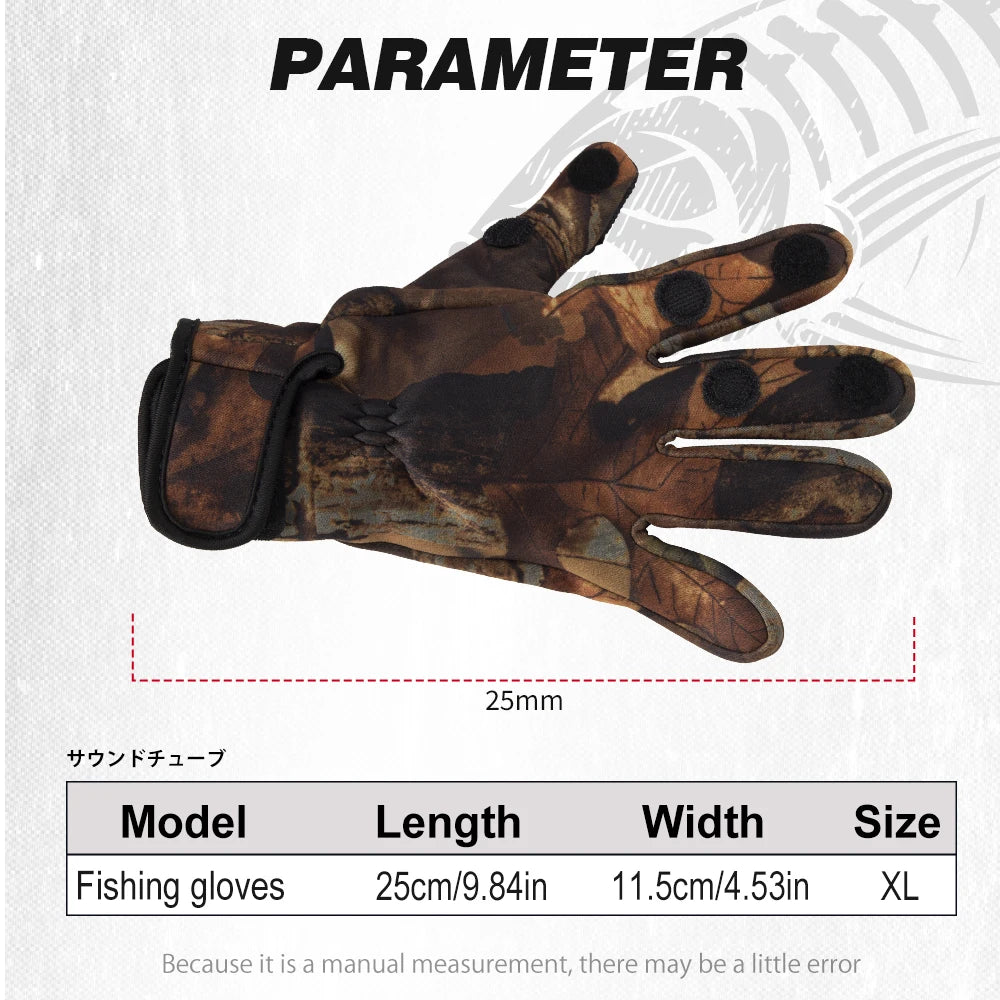Hunthouse Fishing Gloves Two Finger Neoprene Winter Fishing Gloves PU Breathable Leather Warm Pesca Fitness Fishing Accessories