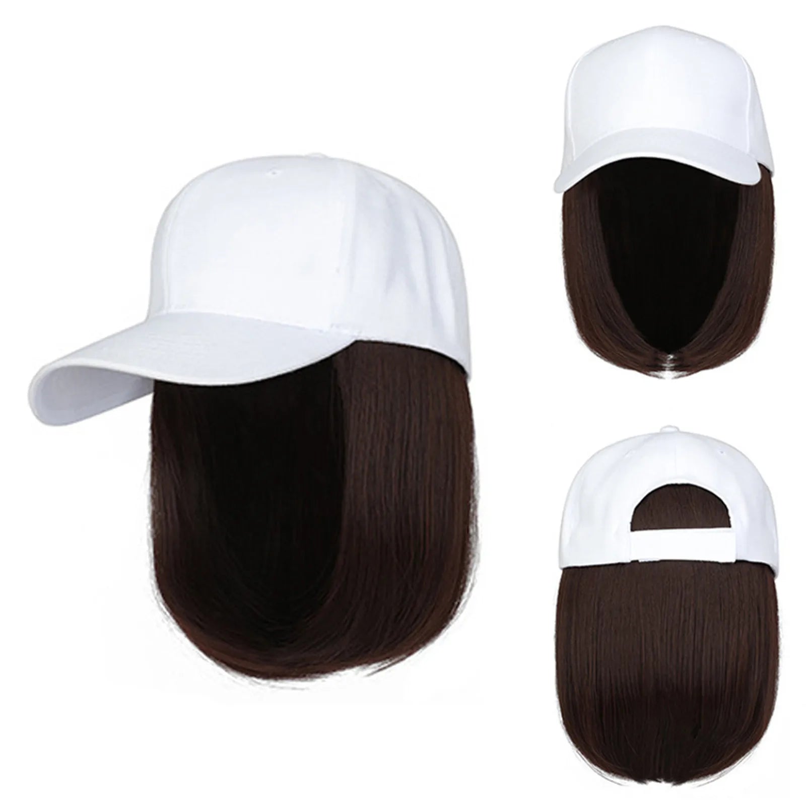 Short Straight Wigs Hat Women Wig Hat Hair Wig Cap Hip Hop Cap for Women Straight Baseball Bob Wig Bonnet Cool Punk Wigs