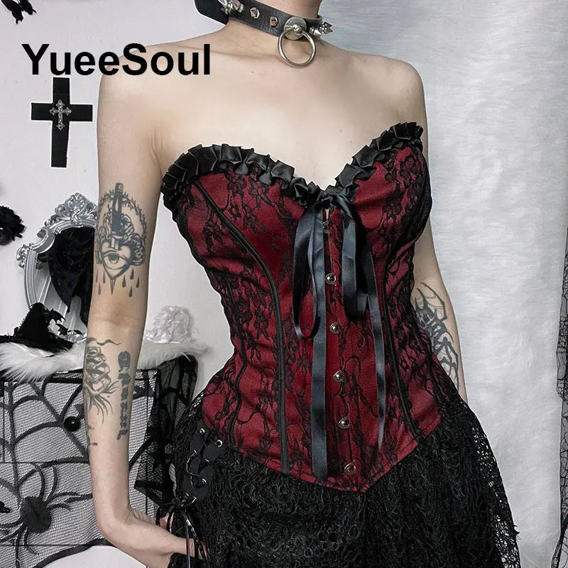 Gothic Crop Tops Black Lace Mesh Tanks Tops 2026 New Y2K Goth Punk Grunge Fairy Core Sexy Y2K Halloween 2000s Women Clothing