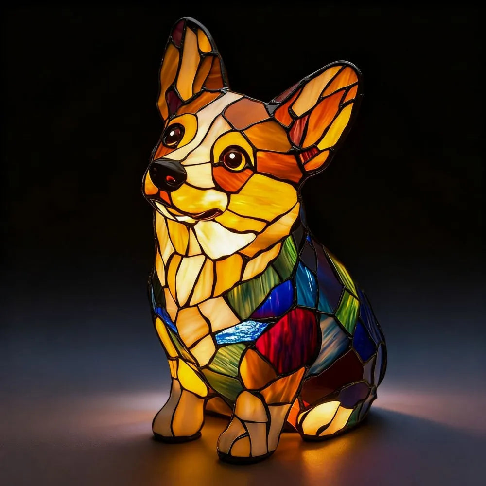 LED Night Light Glowing Dog Series Artistic Animal Statues French Bulldog Labrador Retriever Golden Retriever Resin Ornaments