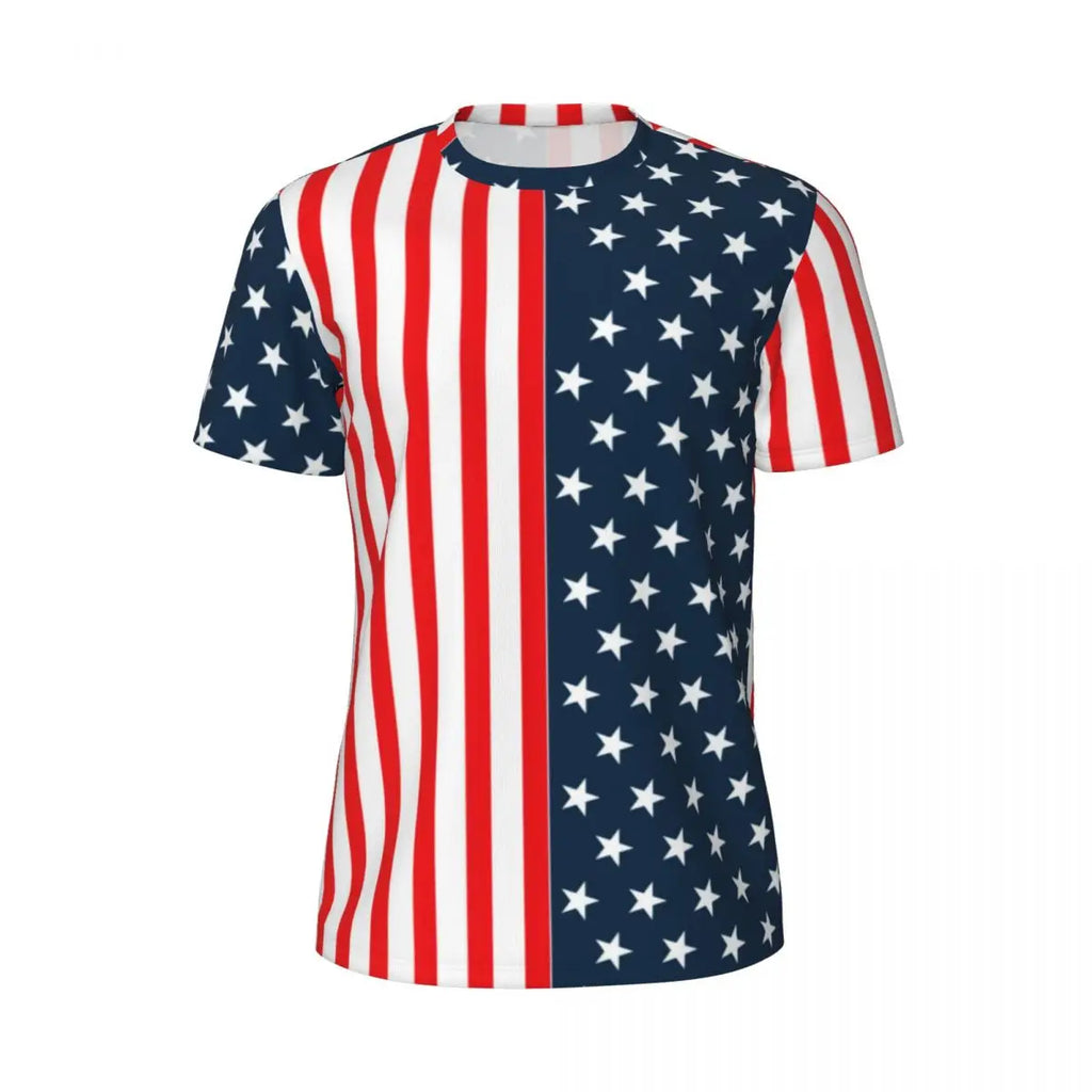 USA American Flag T-Shirt Male Star Print Patriotic Streetwear Running T-Shirts Breathable Beach Fashion Tees Oversize Tops