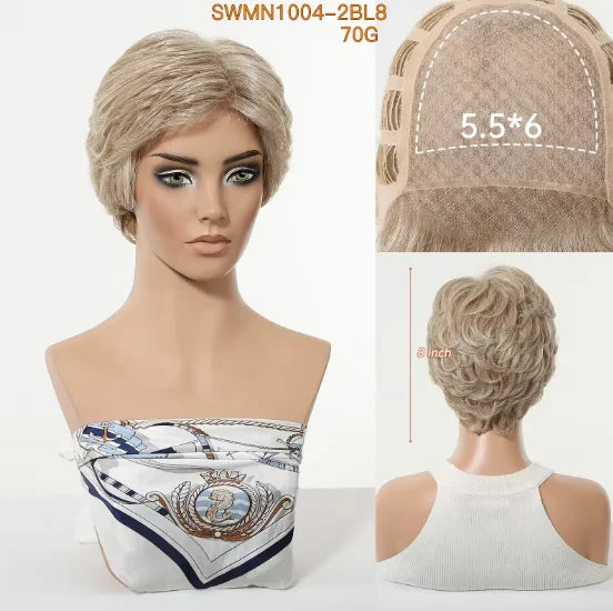 MONO Lace Frontal Synthetic Wigs Short Straight Bob Wig Highlight Gray Brown Blonde Mixed Wig for Women Daily wig Hear Resistant