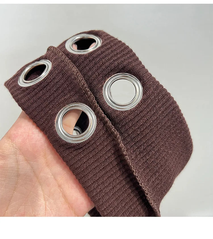 Punk Girl Fabric Hollow Elastic Headbands Metal Rock Personalized Hollow Eyelets Hair Band Casual Sports Grommet Headband