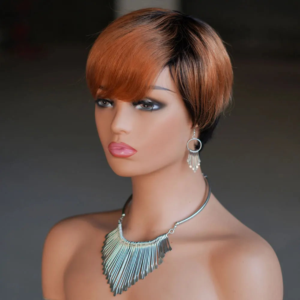 INS FACIN Short Bob Wigs None Lace Front Brazilian Remy Human Hair Wigs with Bangs Kinky Curly Wigs for Women 180% Density