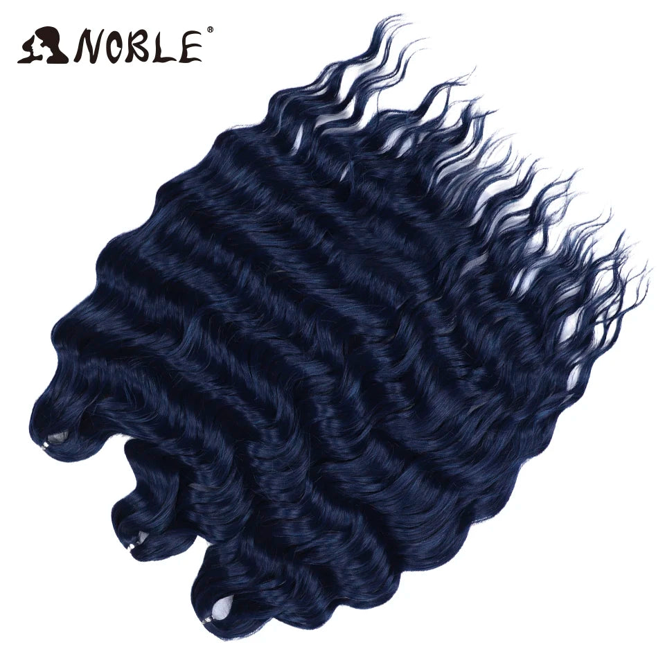 Noble 24 Inch Synthetic Hair Water Wave Braiding Hair Extensions Ombre Rainbow color Deep Wave Curl Twist Crochet Hair Extension