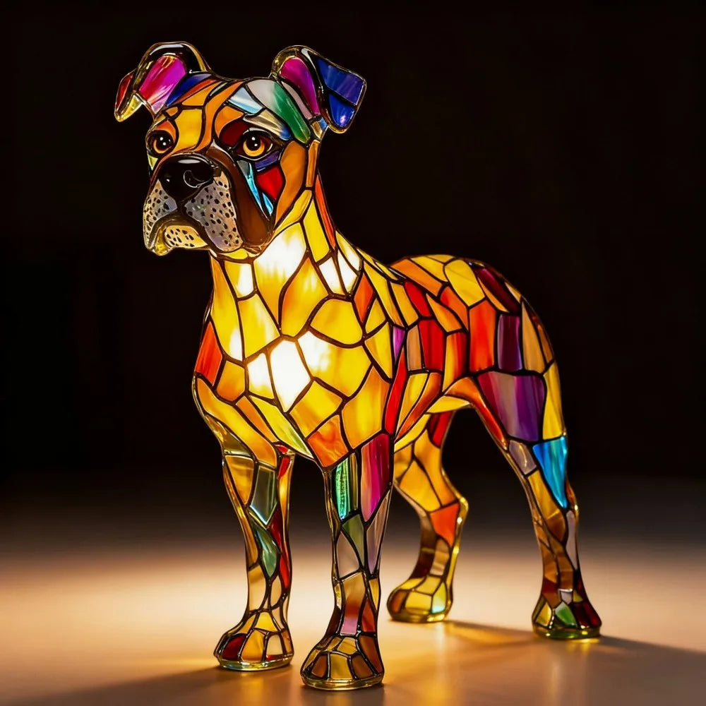 LED Night Light Glowing Dog Series Artistic Animal Statues French Bulldog Labrador Retriever Golden Retriever Resin Ornaments