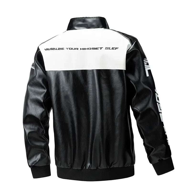 High Street Racing Motorcoss Jacket Men Motorbike Clothing Waterproof PU Leather Jacket 2024 Fashion Jackets Men Motorcycle Wear