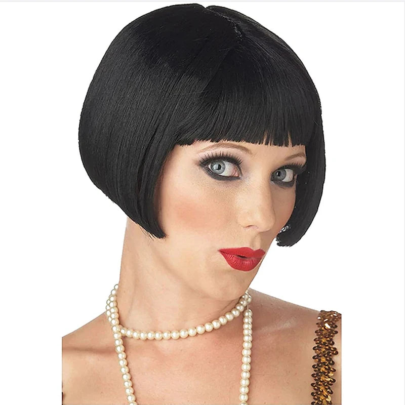 HAIRJOY Synthetic Hair Short Straight  Flapper Cosplay Bob Wigs for Women  Costumes Wig