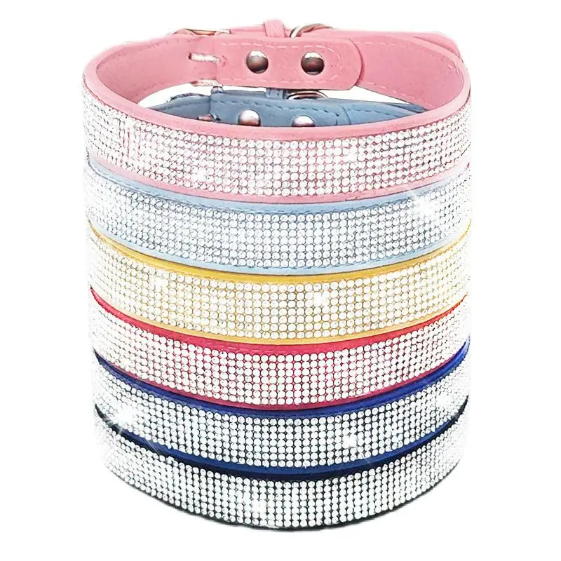 Crystal Dog Collar Comfortable Glitter Rhinestone Dog Collars Zinc Alloy Buckle Collar For Small Dogs Cats