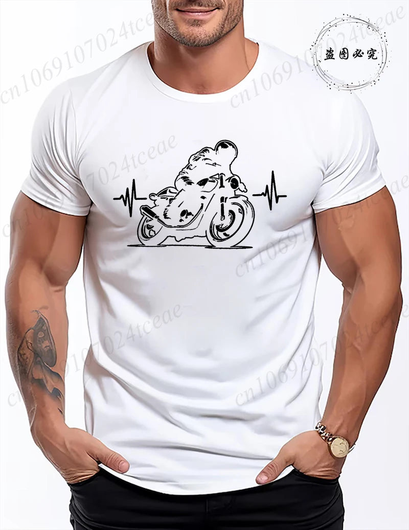 Motorcycle Racing Leisure T Shirt Men Clothing Short Sleeve Casual Top Tees Biker Motorcyclist Print Men Women T-Shirt Clothing