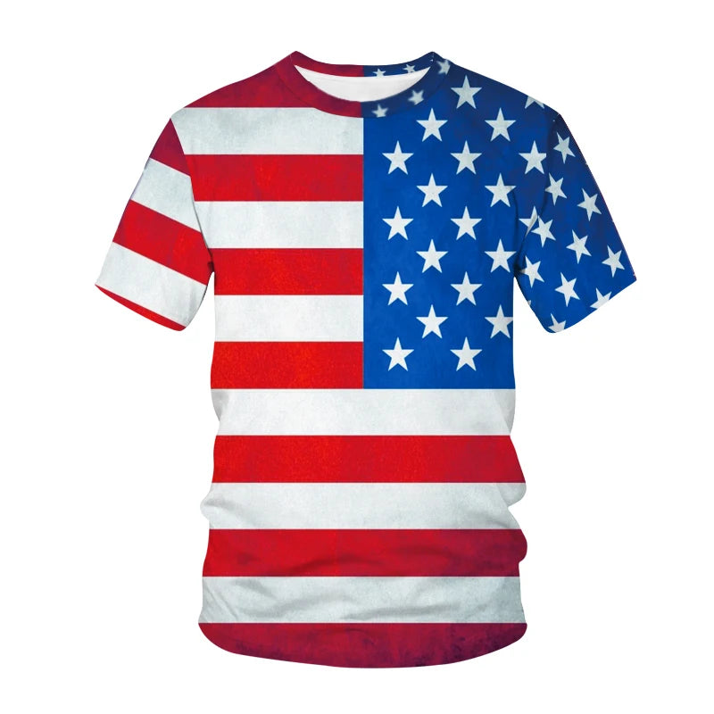 USA American Flag T-Shirts 3D Print Men Women Fashion Casual T Shirt Short Sleeve Oversized Harajuku Male Tops Tees Man Clothing