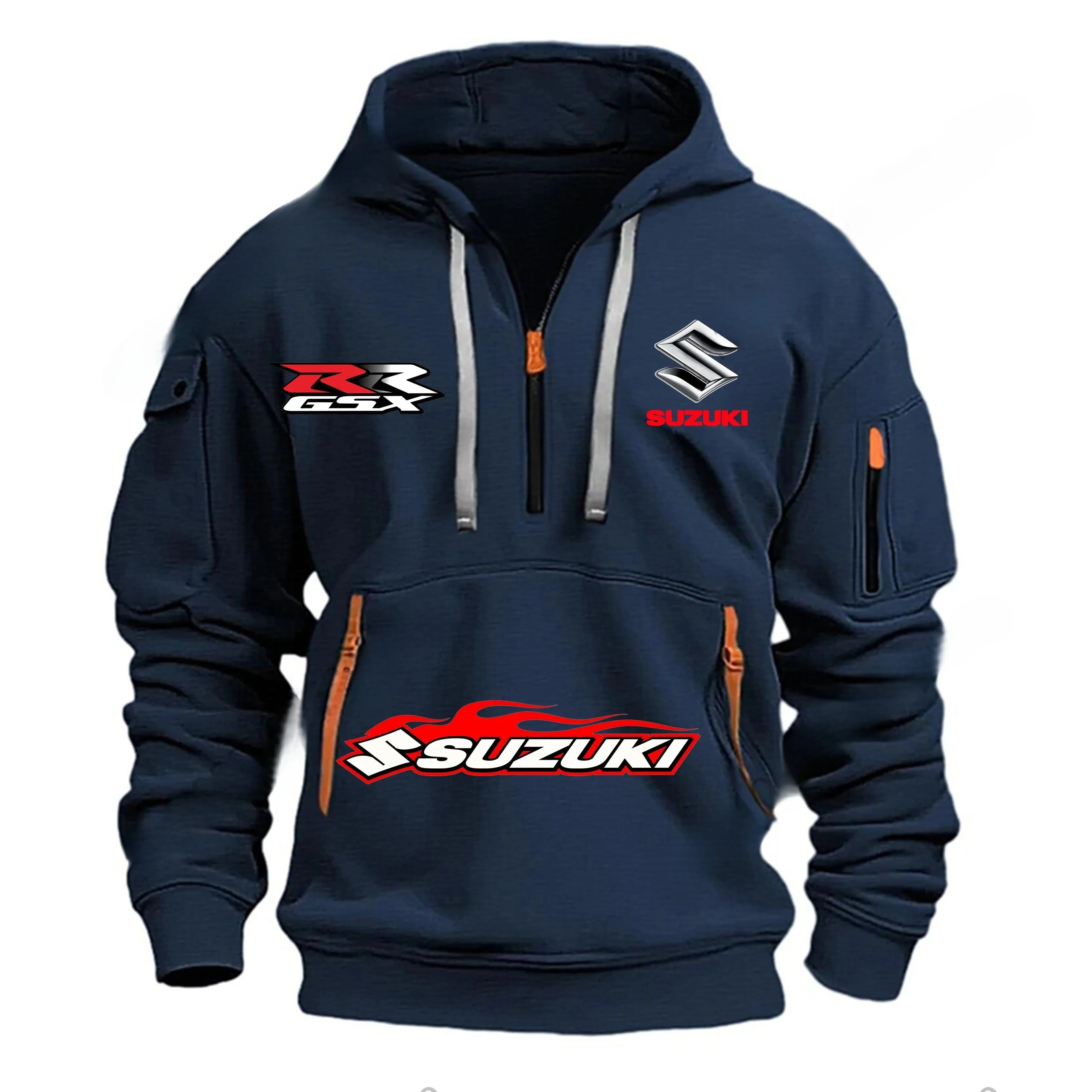 Suzuki men's sportswear, outdoor-style street motorcycle clothing, printed half-zipper street Harajuku clothing