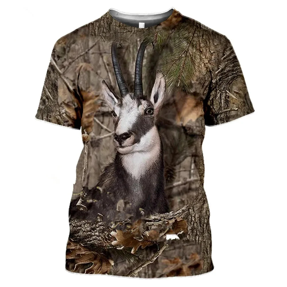 Camouflage Hunting Animal Wild Boar 3d T-shirt Summer Casual Men's T-shirt Fashion Street Women's Pullover Short Sleeve