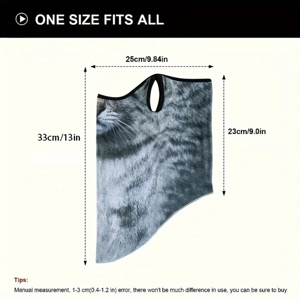 3D Animal Cat Design Summer Full Face Neck Protector Sun Shield Breathable Quick Dry Polyester Helmet Liner for Outdoor Cycling