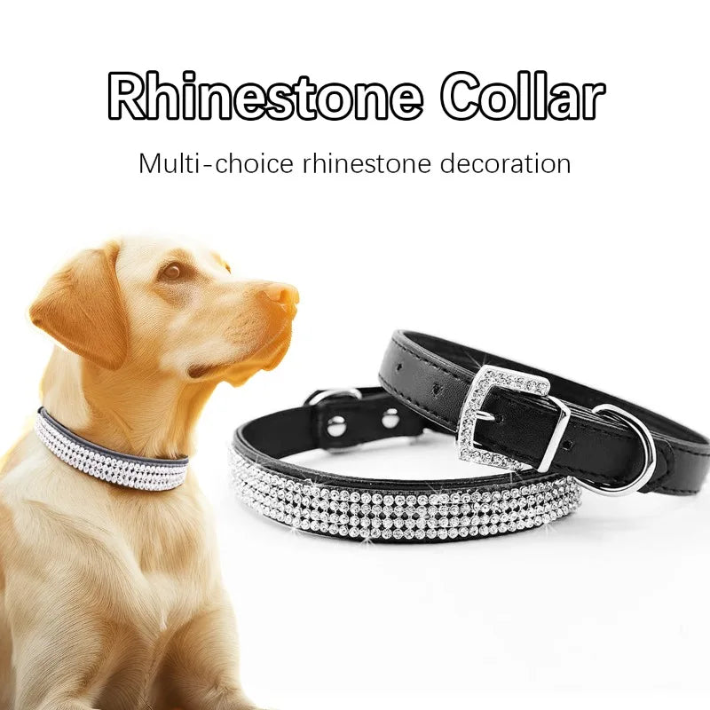 Dog Collar Diamond Rhinestone Buckle Crystals Sparkling Collar Multi-Drain Rhinestone Decoration Strong Non-Falling Pet Supplies