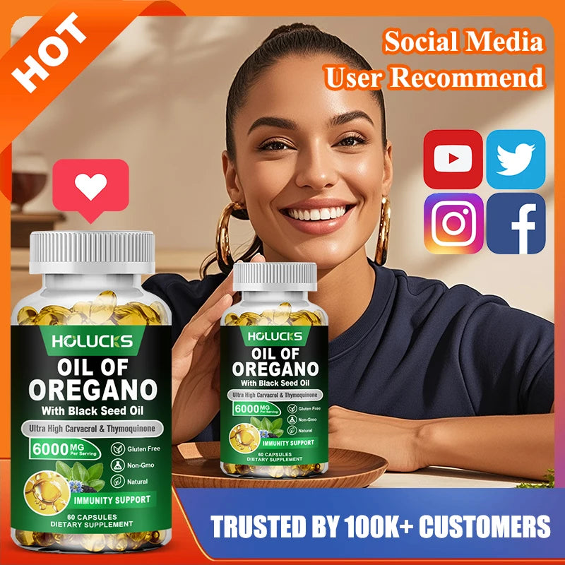 Pure Oil of Oregano Supplement, for Sinus Relief, Allergies & Healthy Immune Response, Respiratory & Gut Health, GMP Certified
