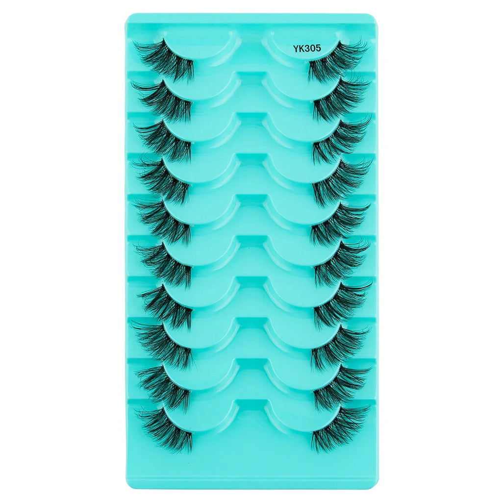 New Half Eyelashes 3D Cat Eye Lashes Clear Stem False Lashes