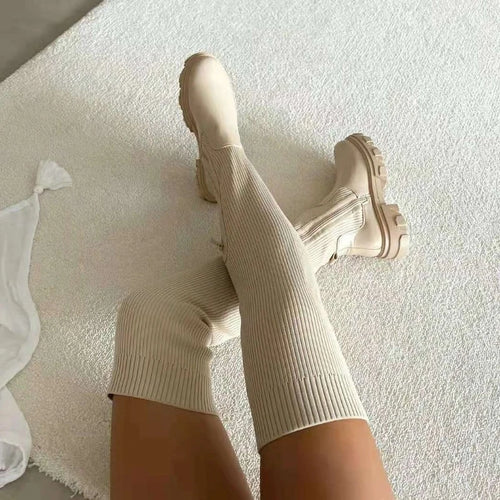 2025 Winter Shoes Women Socks Boots Fashion Over The Knee Thigh High Boots for Woman Plus Size Platform Shoes Sexy Zapatos Mujer