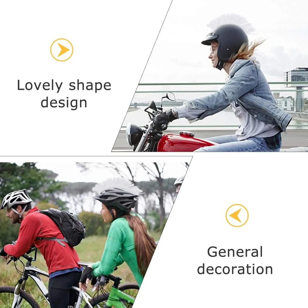 Helmet Mohawk Synthetic wig Decorative Riding Helmet Wig Adhesive Mohawk for Motorcycle Bicycle Ski lmost Helmet Accessories