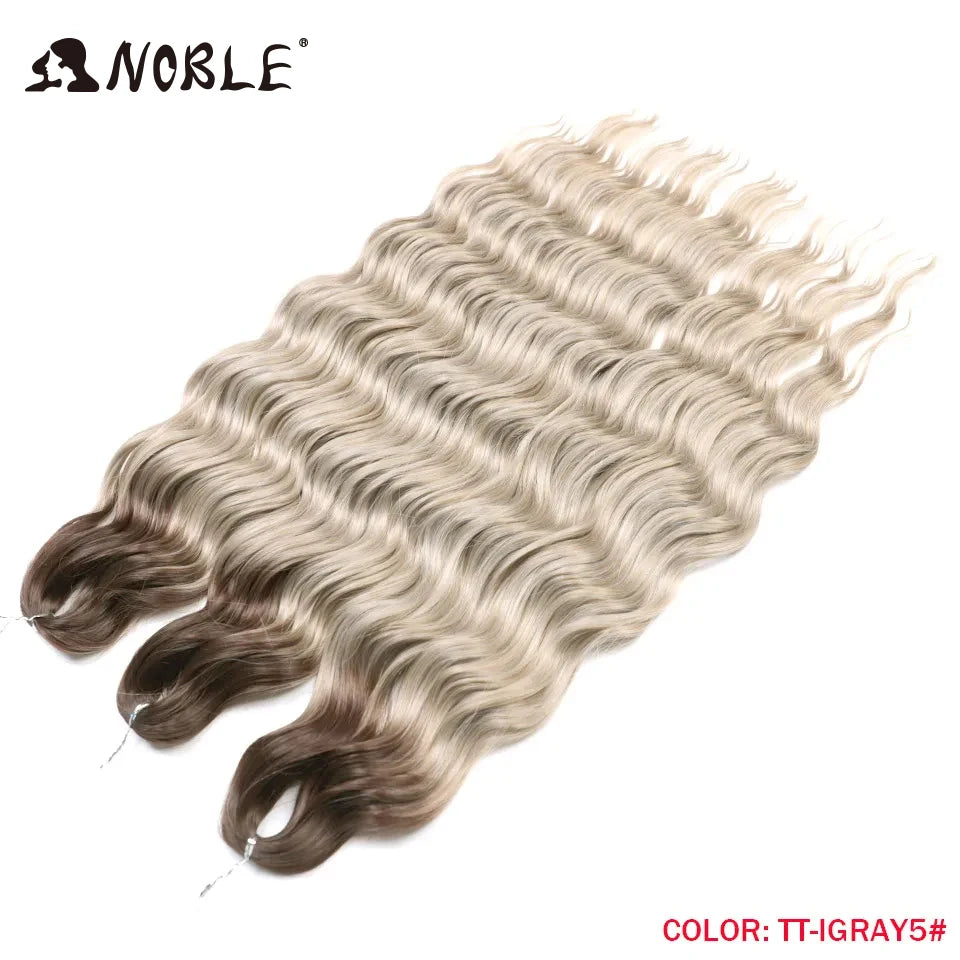 Noble 24 Inch Synthetic Hair Water Wave Braiding Hair Extensions Ombre Rainbow color Deep Wave Curl Twist Crochet Hair Extension