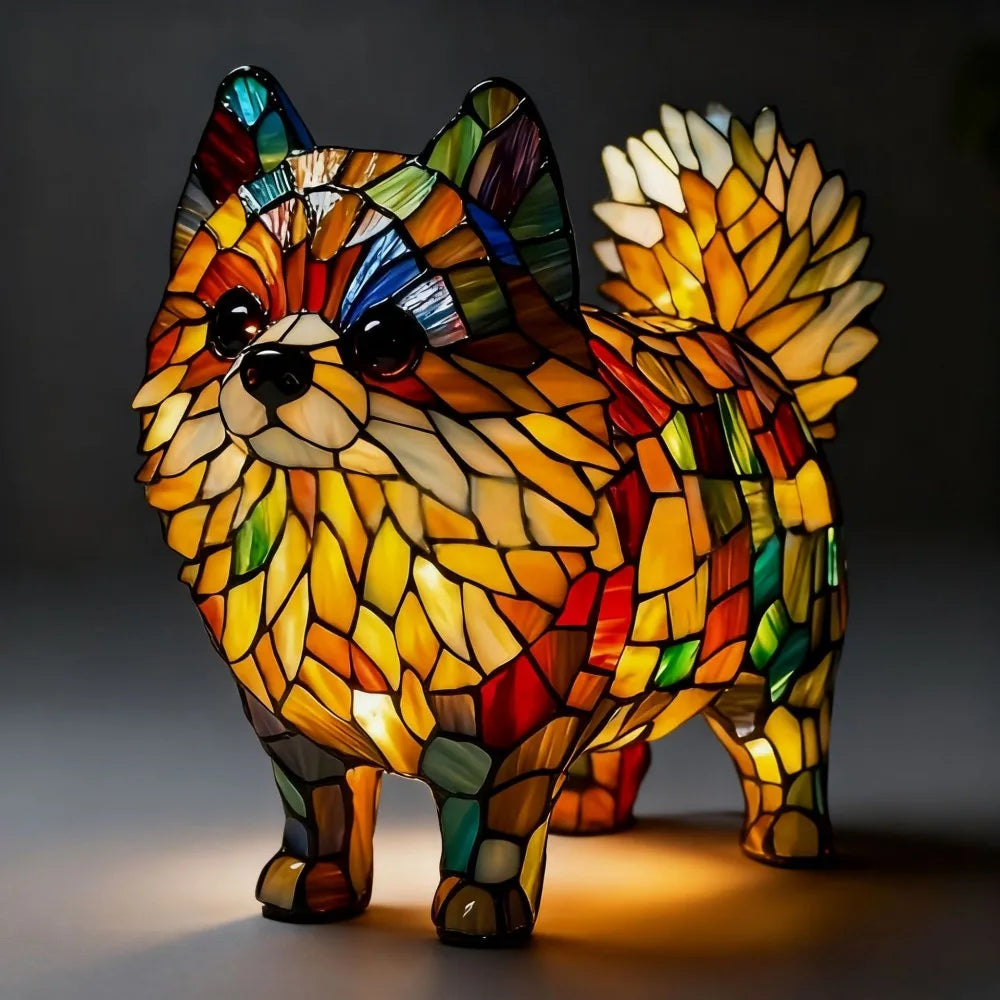 LED Night Light Glowing Dog Series Artistic Animal Statues French Bulldog Labrador Retriever Golden Retriever Resin Ornaments