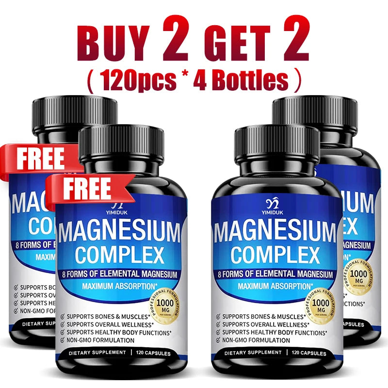 Magnesium Supplements, with Magnesium Glycinate, Malate & Citrate, Support Bone & Muscle Health, Metabolism, Sleep