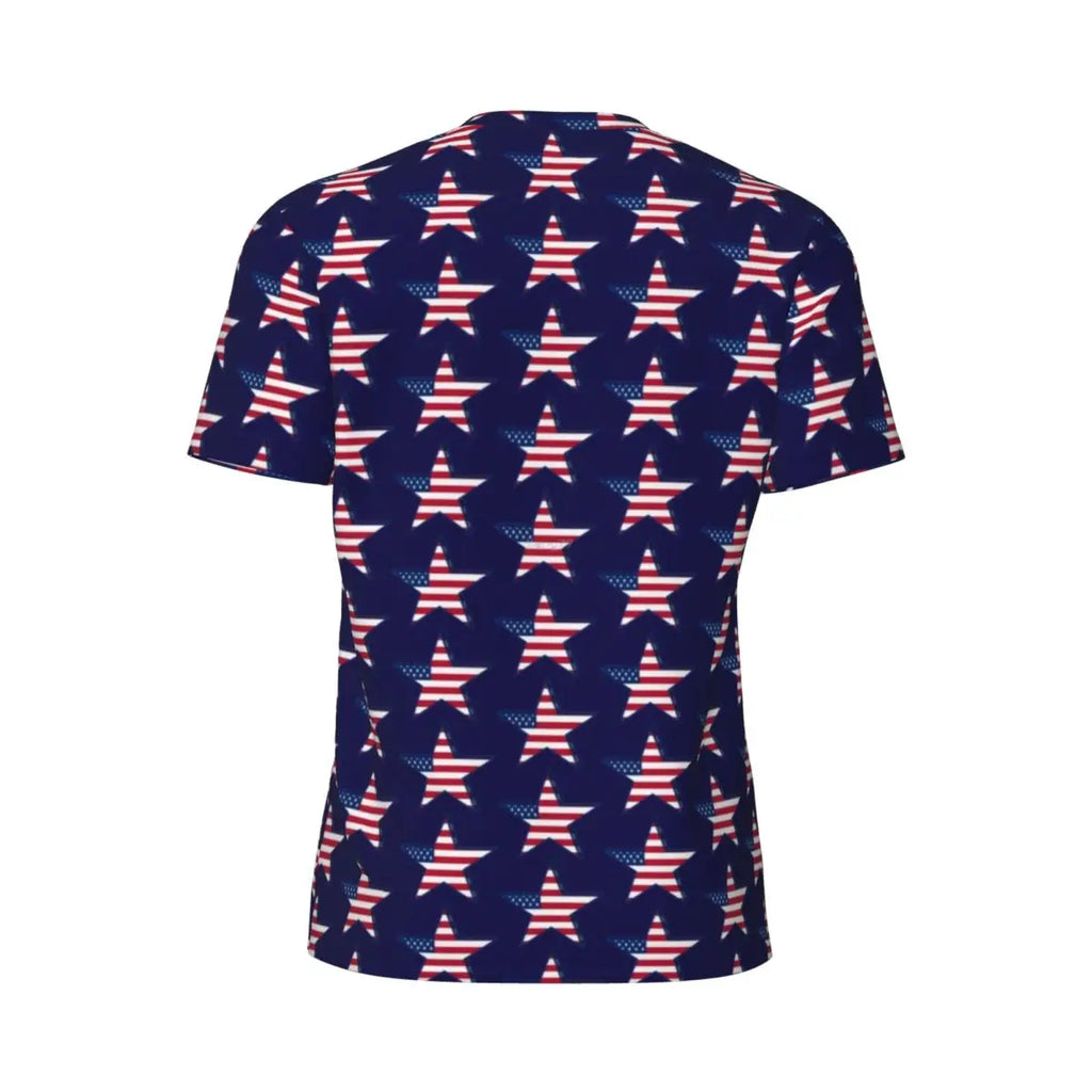 USA American Flag T-Shirt Male Star Print Patriotic Streetwear Running T-Shirts Breathable Beach Fashion Tees Oversize Tops