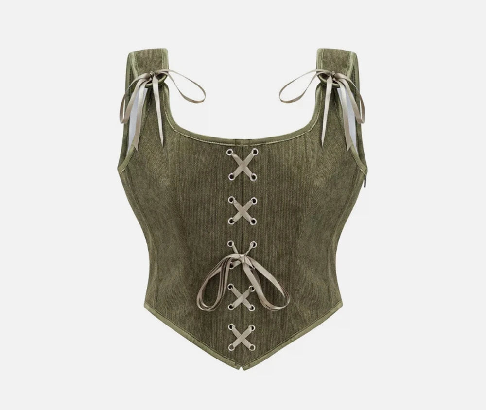 Women Renaissance Corset Front Lace Up U Back Bodice Corsets Victorian Bustier