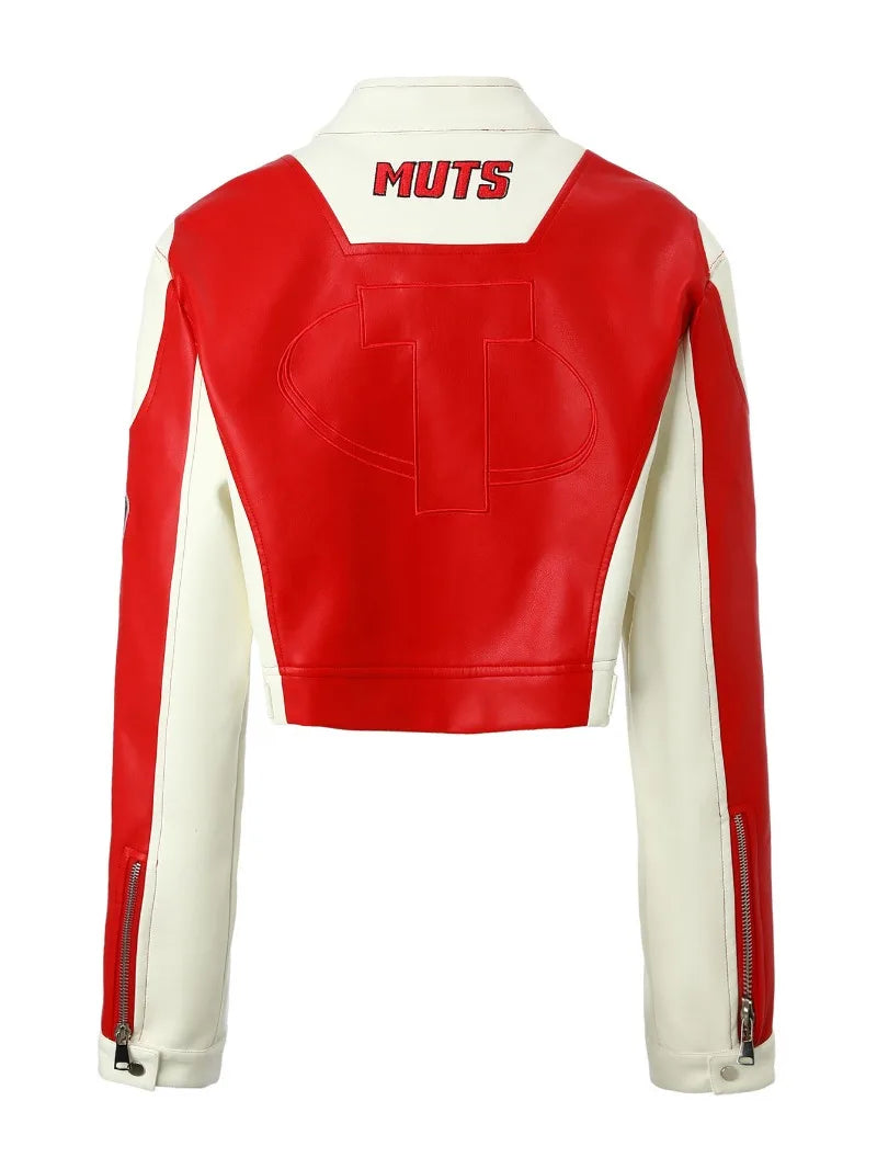 High Quality Soft Embroidery Biker Jacket for Women Cool Short PU Leather Jackets Streetwear Bomber Coats Racing Women Clothing