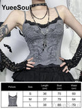 Gothic Crop Tops Black Lace Mesh Tanks Tops 2026 New Y2K Goth Punk Grunge Fairy Core Sexy Y2K Halloween 2000s Women Clothing