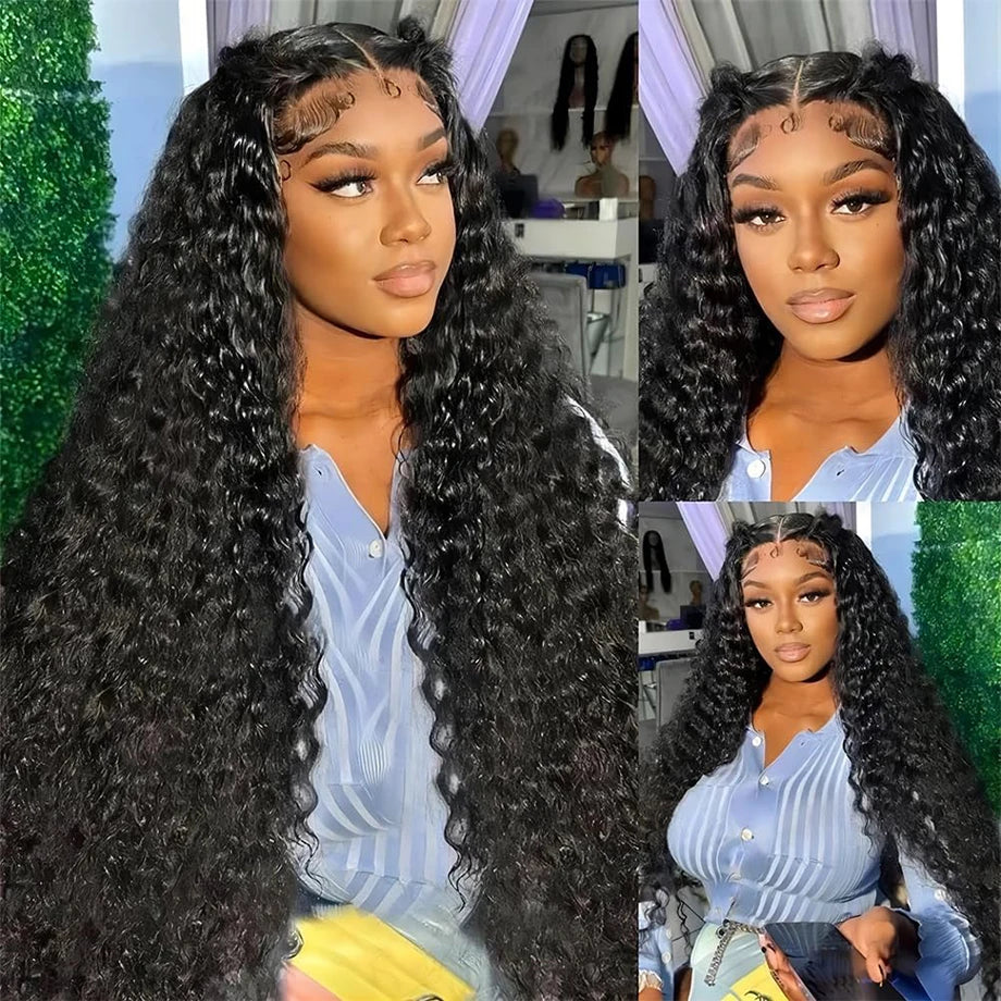 Deep Wave 13x6 Lace Front Human Hair Wig 6X4 5X5 Closure Wig Curly 13x4 Lace Frontal Wigs For Women Wet And Wavy Pre Plucked