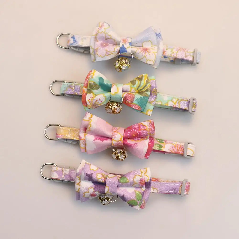 Cute Cat Collar with Bow Tie Cute Plaid Pattern Dog Collar with Bow tie and Durable Buckle Collar for Small Medium Pet