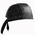 Black Leather Skull Bandana Motorcycle Helmet – Edgy Halloween Gift for Urban Biker Cosplay